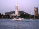 Cartagena - Full moon rising over the anchorage. 