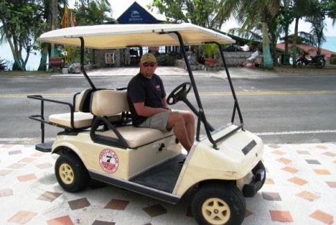 San Andres Island - Driver Kent in our golf cart. We toured the entire island in about 4 hours. 