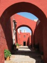 Monasterio de Santa Catalina in Arequipa. The original chapel is at the end of the walkway. 
