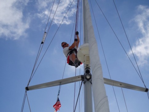 Getting some work done up the mast in San Diego.