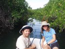 Exploring the mangrove swamps was awesome.   Around one corner we found a sunken sailboat.  We suspect he may have tried to ride