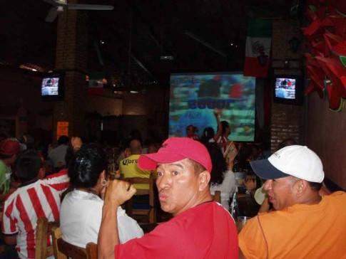 The soccer game was about to start so we hit a local sports bar.  The games was one of the biggest of the year with Chivas (Guad
