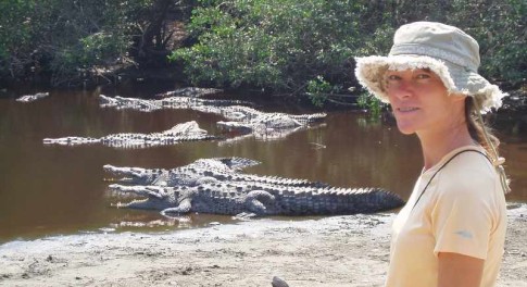 Besides the two legged inhabitants La Manzanilla has its fair share of four legged ones as well.  These crocs are not fenced in