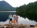 Dave, Deb, Dee and Mark swimming at Unwin Lake, Tenedos Bay.