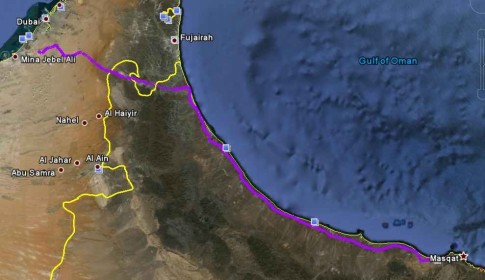 Purple = 12th Oct - the route home