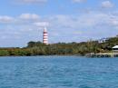 Elbow Cay Lighthouse: This is taken from where I anchored on the west side of the island.