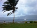 Fly Aweigh anchored in front of Kubulau! (Windy day.)