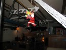 Santa flies over the galley.