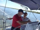 Michael and Allan learn about the nav systems on Spirit 7 enroute to Sydney.