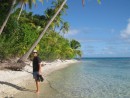 Allan on the beach, midpoint up the atoll, Fakarava