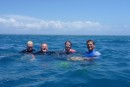 Pam, Mark, Alison and Allan off a reef in the middle of nowhere ...