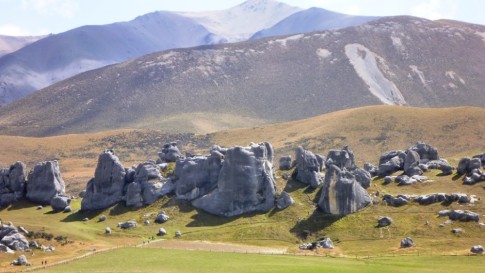 Strange rock formations on the road across Arthurs Pass.