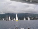 Leaving Papeete Harbor before the wind came up.