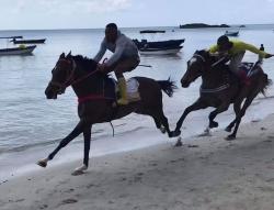 Horse racing on South West Beach, Providencia
