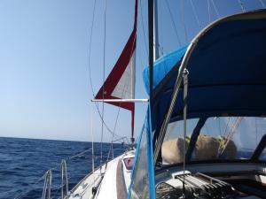Our tiny triangle of genoa sail