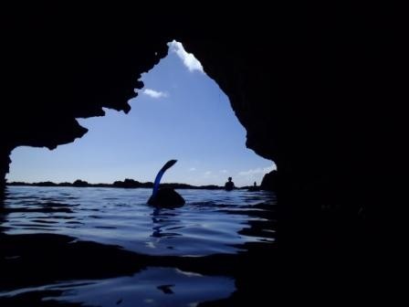 snorkelen in de grot....