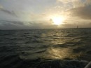 Exiting Key Biscayne channel at sunrise, Jan 12 on our aborted crossing