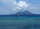 Asylum (on the left) and our friends Ariana at anchor off Rapopo Plantation Resort in Kokopo