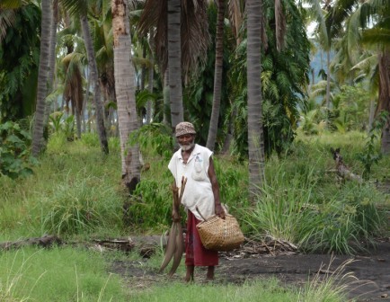 A man in the bush with his basket