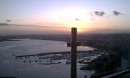 A view of Durban Harbor at sunset from the Sky View Bar