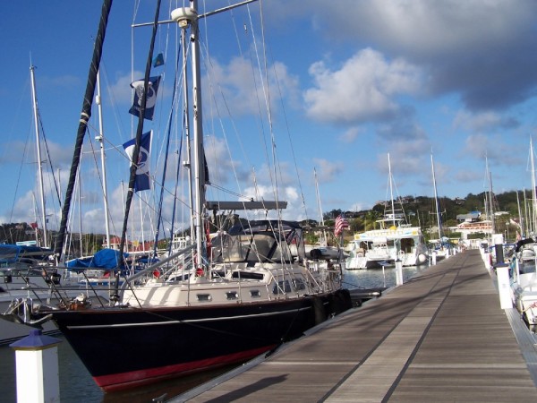 At Last, safely on the dock in Rodney Bay, St. Lucia