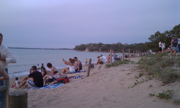 Everyone on the beach getting ready for the sunset