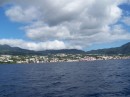 View of Basse-Terre, a major town on Guadeloupe, from At Last sailing to Les Saintes