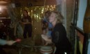 Britt playing the drums at Le Paella.  We were all encouraged to join the band.