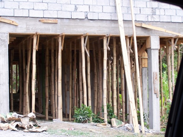 Many of the homes have bamboo holding their foundations up which are built on the slope of the island