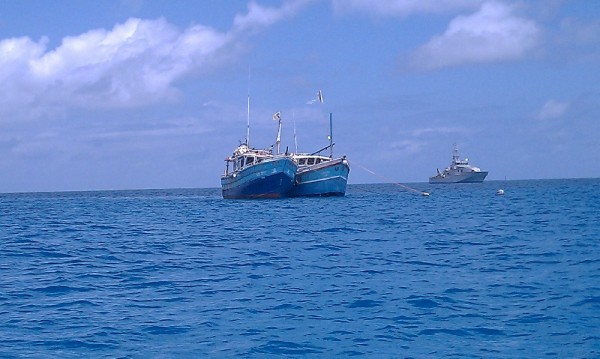 The two refugee boats who arrived while we were in Cocos