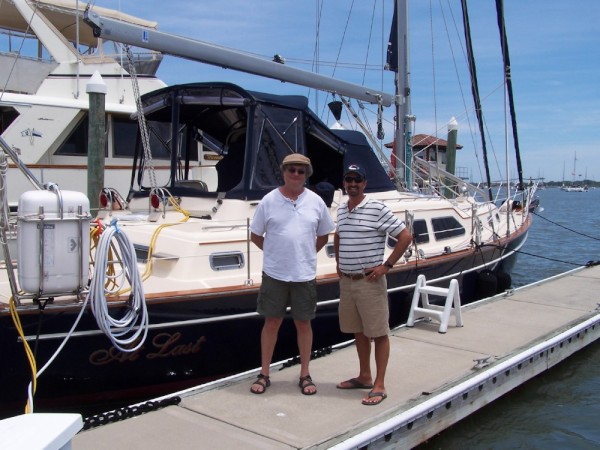 Mark and Jim, one of our faithful blog followers, on the dock in St. Augustine