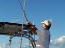 Mark tries his hand at fishing off St Kitts just before dusk