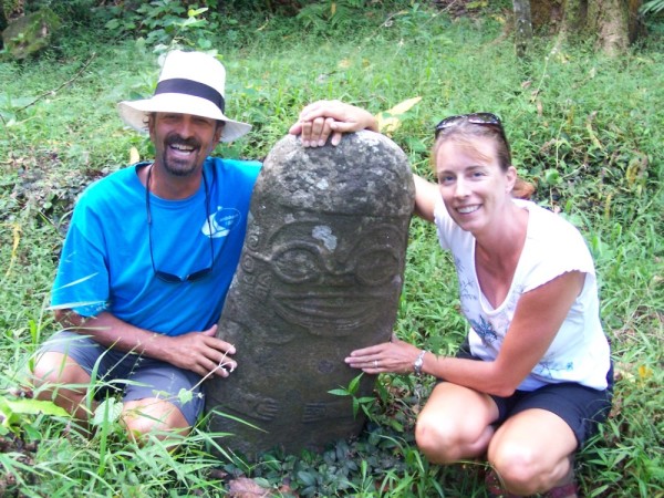 Mark and Janet with an 800 year old tiki