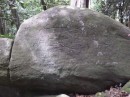 Turtle rock, covered in petroglyphs.