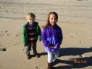 Bella and Liam on the beach in Nags Head.