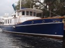 One of the many yachts on the New River in Fort Lauderdale.