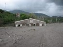 Golf course clubhouse after the volcano erupted.
