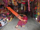 Mayan woman with backstrap loom in Panajachel