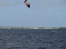 One of the many kite boarders enjoying the smooth water and strong wind on the leeward side of Bonaire.