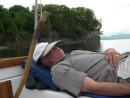 After a week on the boat for our honeymoon, finally de-stressed enough to take a nap near Shelburne Farms