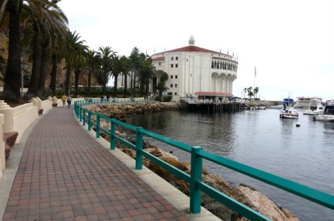 Seawall along the harbor and the Casino which is a historic building going back to the 1920