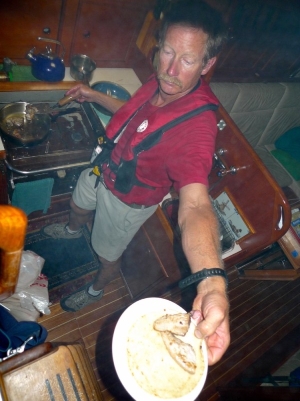 Jim serves seared tuna.