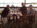 My newly arrived crew getting acclimated at one of the two establishments on Stocking Island.