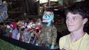 Raymond and puppets (Ray is on the right). In Bandung, Java visiting Harna at Anklung instrument school.