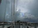 Sunday, June 9, storms all around the marina.