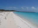 The beach on the banks side of Hawksbill Cay, where the trail started