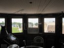 In the wheelhouse on the bow of Valley Camp, the view is up the street at the end of the slip.