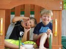 Adler and Alex in the playhouse on his swing set. I tried to get a candid shot, but the boys saw the camera and I got the goofy grins.