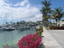 The Treasure Cay Marina is very attractive with lots of palms and flowers.