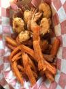 Delicious shrimp and sweet potato fries : Love Shack on Jekyll Island